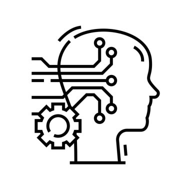 Synthetic intellect line icon, concept sign, outline vector illustration, linear symbol.