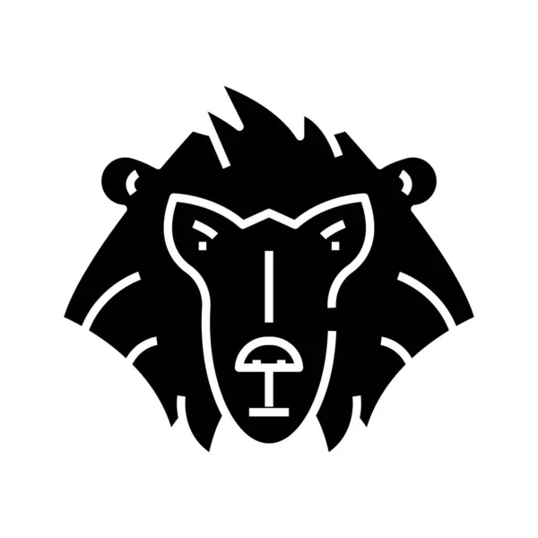 Singe orang-outan icône noire, illustration de concept, symbole plat vectoriel, signe de glyphe . — Image vectorielle
