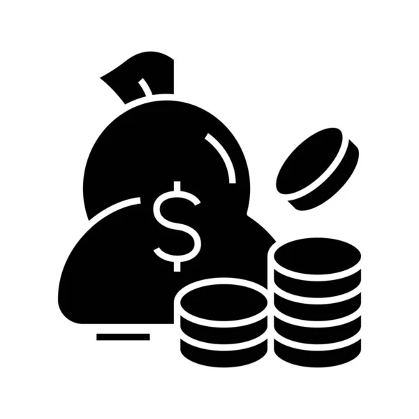 Money bag black icon, concept illustration, vector flat symbol, glyph sign. — Διανυσματικό Αρχείο