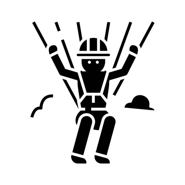 Parachutist black icon, concept illustration, vector flat symbol, glyph sign. — Stock vektor