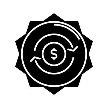 Money cycle black icon, concept illustration, vector flat symbol, glyph sign.