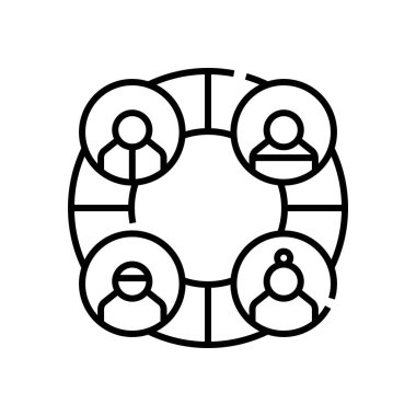 Team work line icon, concept sign, outline vector illustration, linear symbol.