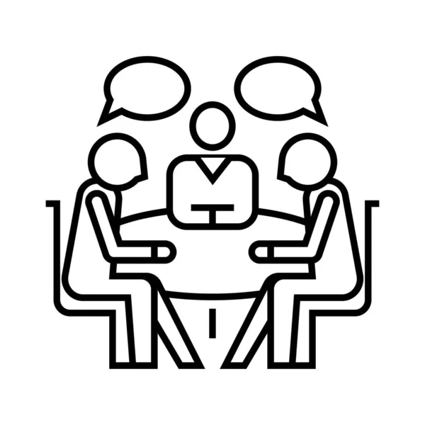 Team discussion line icon, concept sign, outline vector illustration, linear symbol. — Stock vektor