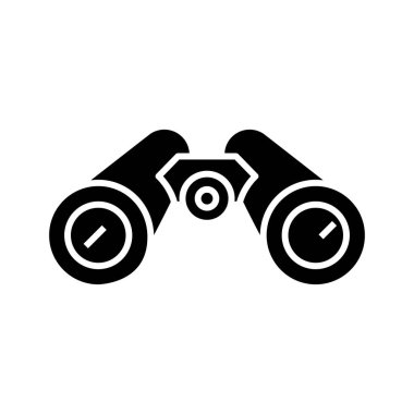 Binocular black icon, concept illustration, vector flat symbol, glyph sign.
