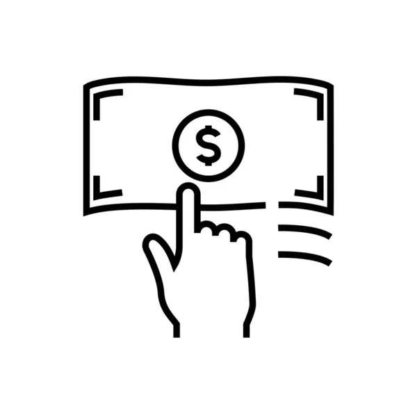 Κερδίζοντας εικονίδιο γραμμής χρημάτων, σύμβολο έννοια, περίγραμμα διανυσματική απεικόνιση, γραμμικό σύμβολο. — Διανυσματικό Αρχείο
