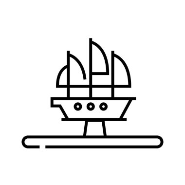Wooden painting line icon, concept sign, outline vector illustration, linear symbol.