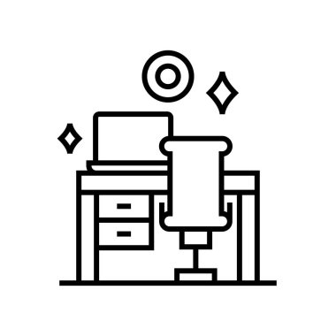 Workplace cleaning line icon, concept sign, outline vector illustration, linear symbol.
