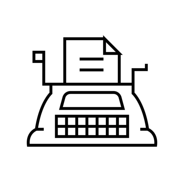 Icono de línea de máquina de escribir, signo de concepto, ilustración de vector de contorno, símbolo lineal . — Archivo Imágenes Vectoriales