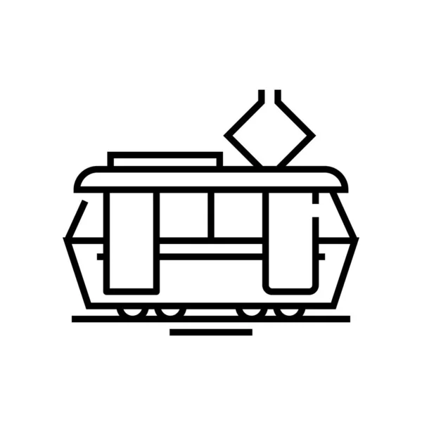 Tram line icon, concept sign, outline vector illustration, linear symbol. — Stockový vektor