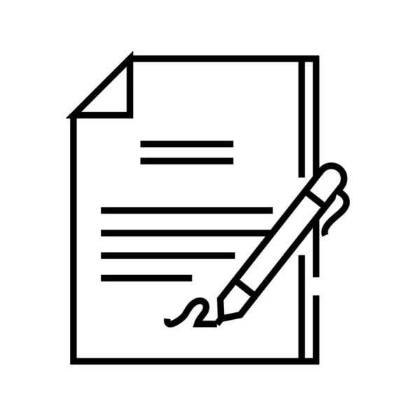 Writing report line icon, concept sign, outline vector illustration, linear symbol. — 스톡 벡터