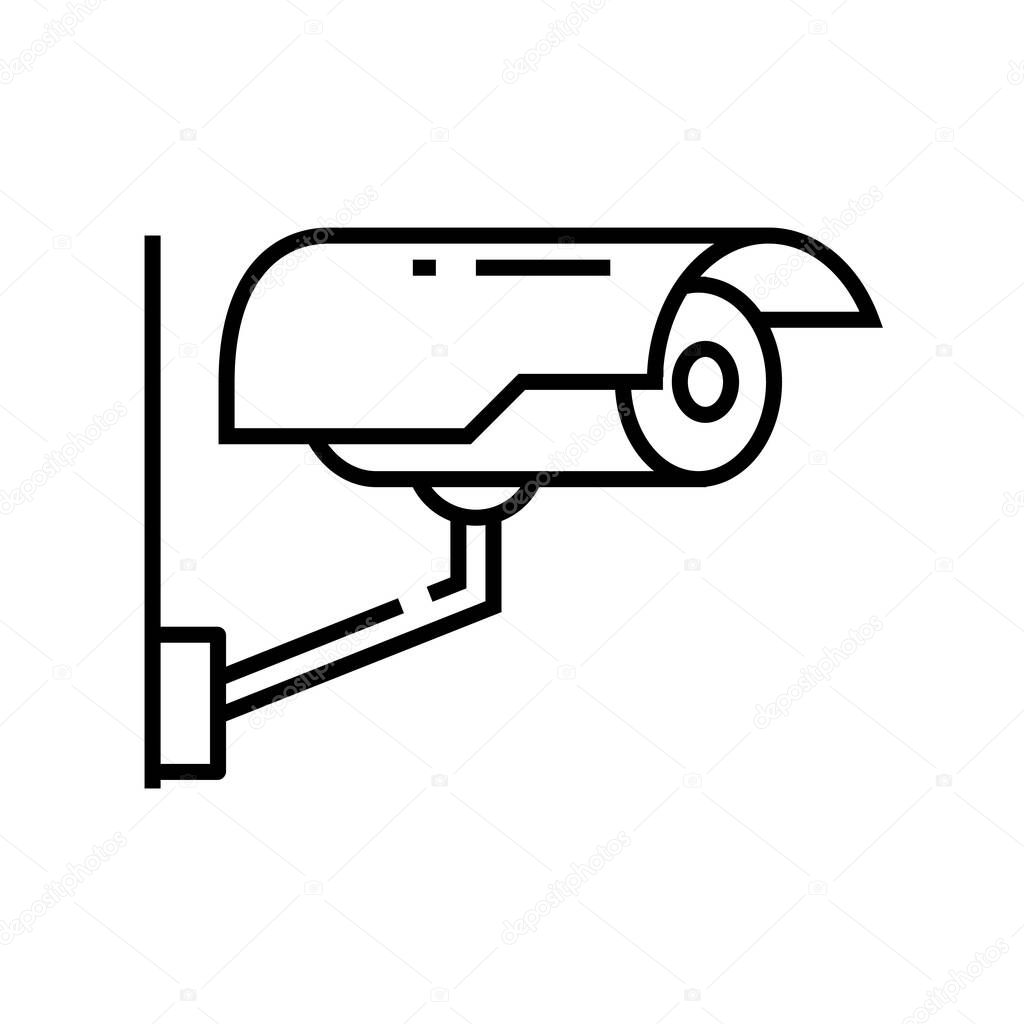 Video observation line icon, concept illustration, outline symbol, vector sign, linear symbol.