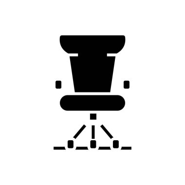 Office chair black icon, concept illustration, vector flat symbol, glyph sign.