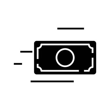 Money transfer black icon, concept illustration, vector flat symbol, glyph sign.