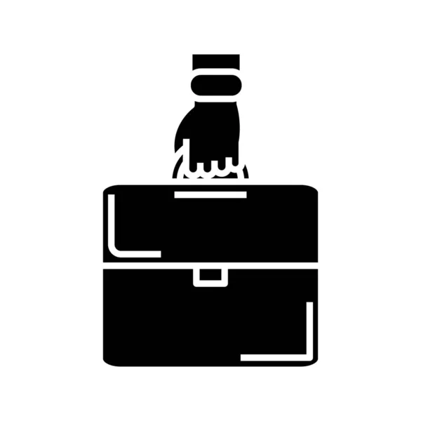 Office suitcase black icon, concept illustration, vector flat symbol, glyph sign. — Stock vektor
