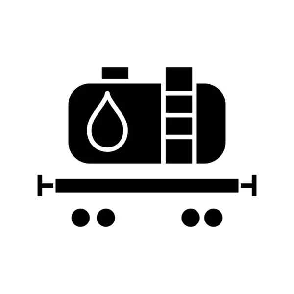 Olietransport zwart pictogram, concept illustratie, vector plat symbool, glyph teken. — Stockvector