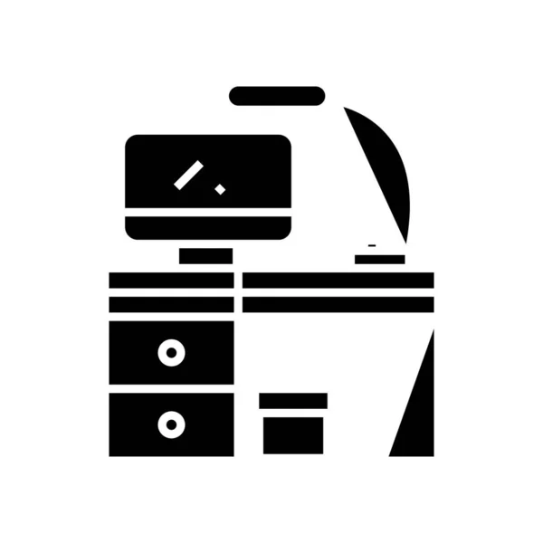 Mesa de oficina icono negro, concepto de ilustración, vector de símbolo plano, signo de glifo . — Archivo Imágenes Vectoriales