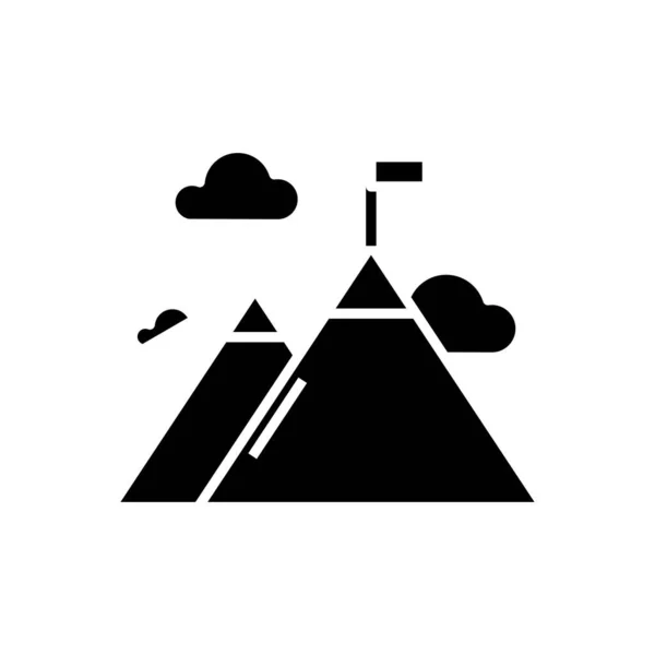 Mountain peak black icon, concept illustration, vector flat symbol, glyph sign. — Stock Vector