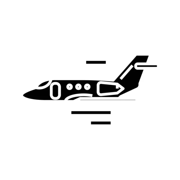 Plano vuelo icono negro, concepto de ilustración, vector de símbolo plano, signo de glifo . — Vector de stock