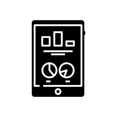 Yeni diyagramlar siyah simge, konsept çizim, vektör düz sembol, kabartma işareti.