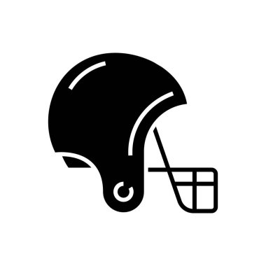 Hemlet siyah simgesini, konsept illüstrasyonunu, vektör düz sembolünü, kabartma işaretini koru.