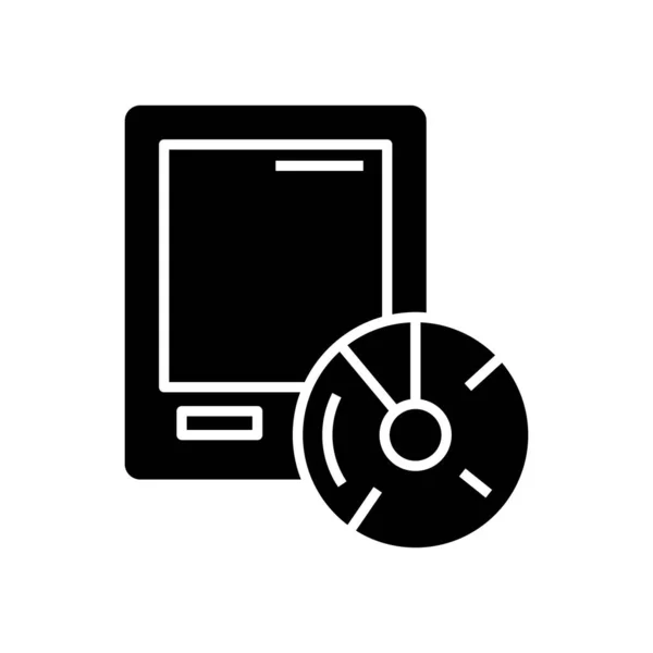 Pocketreader zwart icoon, concept illustratie, vector plat symbool, teken van het symbool. — Stockvector