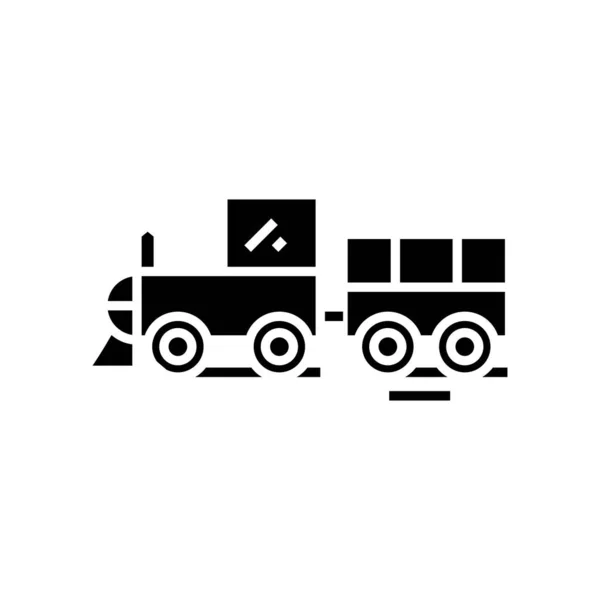 Черный значок старого поезда, концептуальная иллюстрация, векторный плоский символ, знак знака . — стоковый вектор