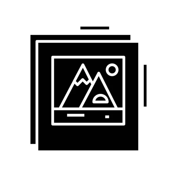 Foto minne svart ikon, begrepp illustration, vektor platt symbol, glyf tecken. — Stock vektor