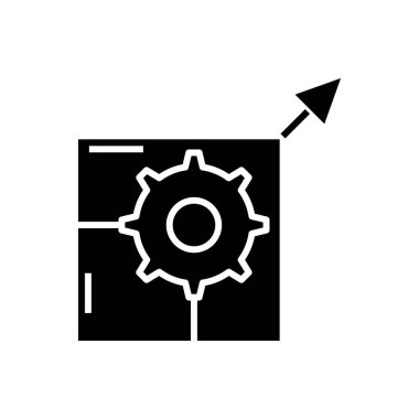 İhtiyaç siyah simge, konsept illüstrasyon, vektör düz sembol, kabartma işareti değiştirir.