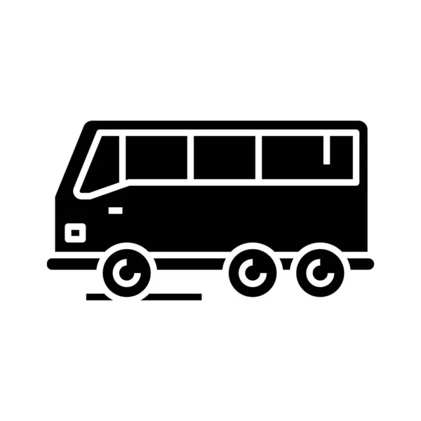 Motorbus schwarzes Symbol, Konzeptillustration, Vektor flaches Symbol, Glyphen-Zeichen. — Stockvektor