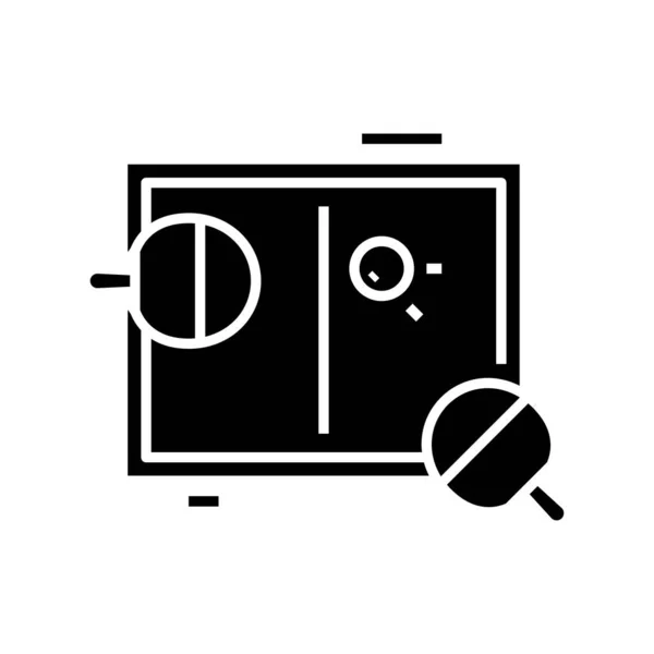 Ping pong icono negro, concepto de ilustración, vector de símbolo plano, signo de glifo . — Archivo Imágenes Vectoriales