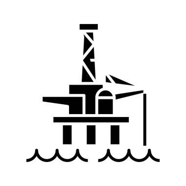 Yağ platformu siyah simgesi, konsept illüstrasyon, vektör düz sembol, kabartma işareti.