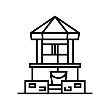 Tasarım çizgisi simgesi, kavram işareti, taslak vektör çizimi, doğrusal sembol.