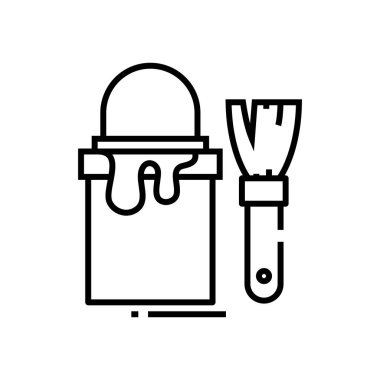 Duvar çizimi simgesi, kavram işareti, dış hatlar vektör çizimi, doğrusal sembol.