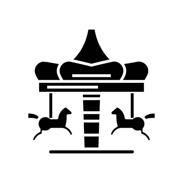 Carrousel poney icône noire, illustration de concept, symbole plat vectoriel, signe de glyphe . — Image vectorielle