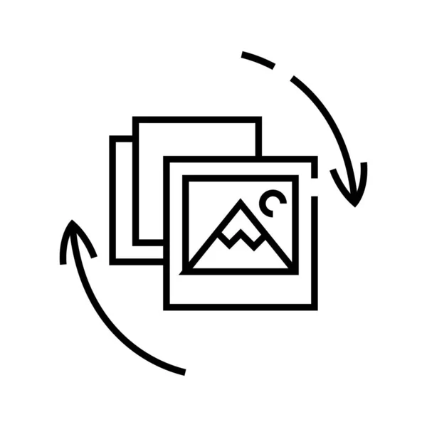 Uploadings lijn pictogram, concept teken, schets vector illustratie, lineair symbool. — Stockvector