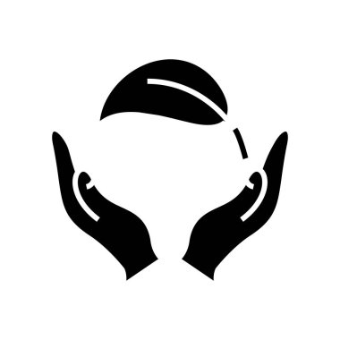 Doğa dostu siyah simge, konsept illüstrasyon, vektör düz sembol, sembol işareti.