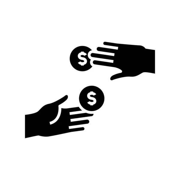 Transferencia de dinero icono negro, concepto de ilustración, vector de símbolo plano, signo de glifo . — Vector de stock