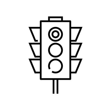 Trafik ışığı çizgisi simgesi, kavram işareti, taslak vektör çizimi, doğrusal sembol.