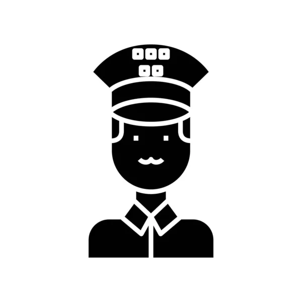 Oficiální černá ikona řidiče, koncept ilustrace, vektorový plochý symbol, značka glyf. — Stockový vektor