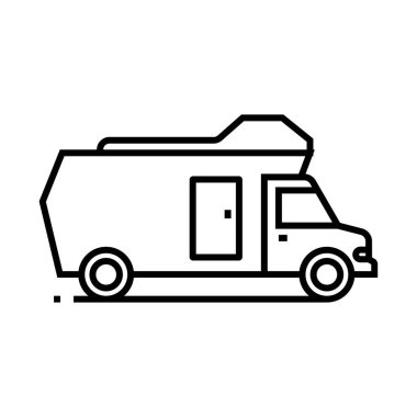 Turistik otomobil çizgisi simgesi, konsept işareti, taslak vektör çizimi, doğrusal sembol.