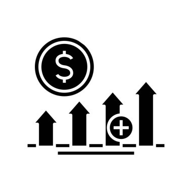 Kar büyümesi simgesi, konsept illüstrasyon, vektör düz sembol, kabartma işareti.