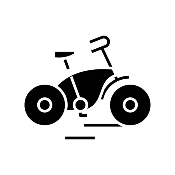 Oude fiets zwart icoon, concept illustratie, vector plat symbool, teken van de hiëroglief. — Stockvector