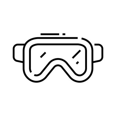 Sualtı maskesi çizgisi simgesi, kavram işareti, ana hatlar vektör çizimi, doğrusal sembol.