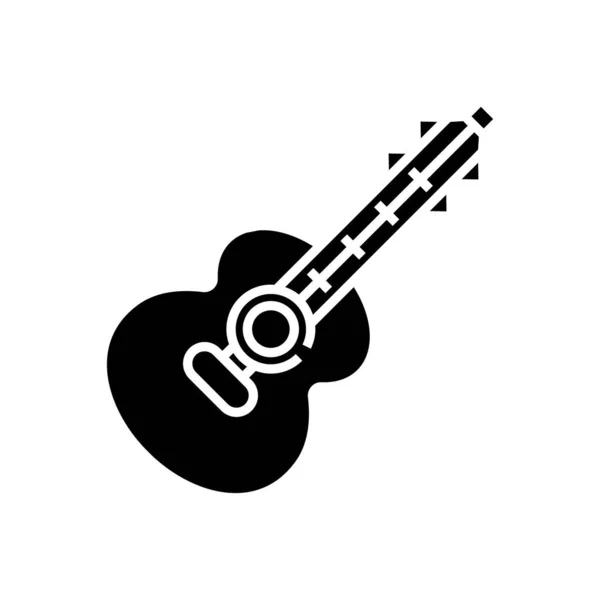 Hraní na kytaru černá ikona, koncept ilustrace, vektorový plochý symbol, glyf znak. — Stockový vektor