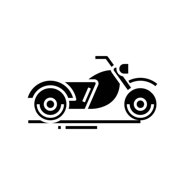 Moto bike černá ikona, koncept ilustrace, vektorový plochý symbol, značka glyph. — Stockový vektor