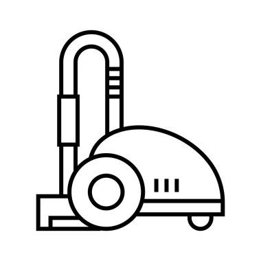 Elektrik süpürgesi çizgi simgesi, konsept işareti, dış hat vektör çizimi, doğrusal sembol.