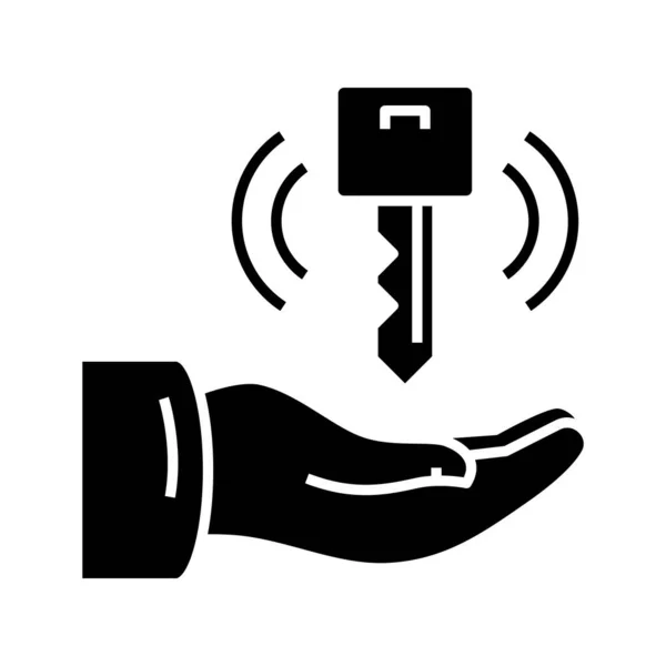 Nödvändig nyckel svart ikon, begrepp illustration, vektor platt symbol, glyf tecken. — Stock vektor