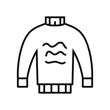 Sıcak süveter çizgisi simgesi, kavram işareti, taslak vektör çizimi, doğrusal sembol.