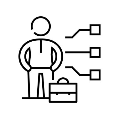 Çalışma çizgisi simgesi, kavram işareti, özet vektör çizimi, doğrusal sembol.