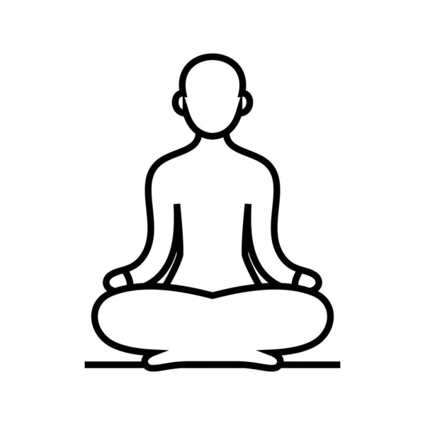 ヨガ瞑想ラインアイコン、コンセプトサイン、アウトラインベクトルイラスト、リニアシンボル. — ストックベクタ